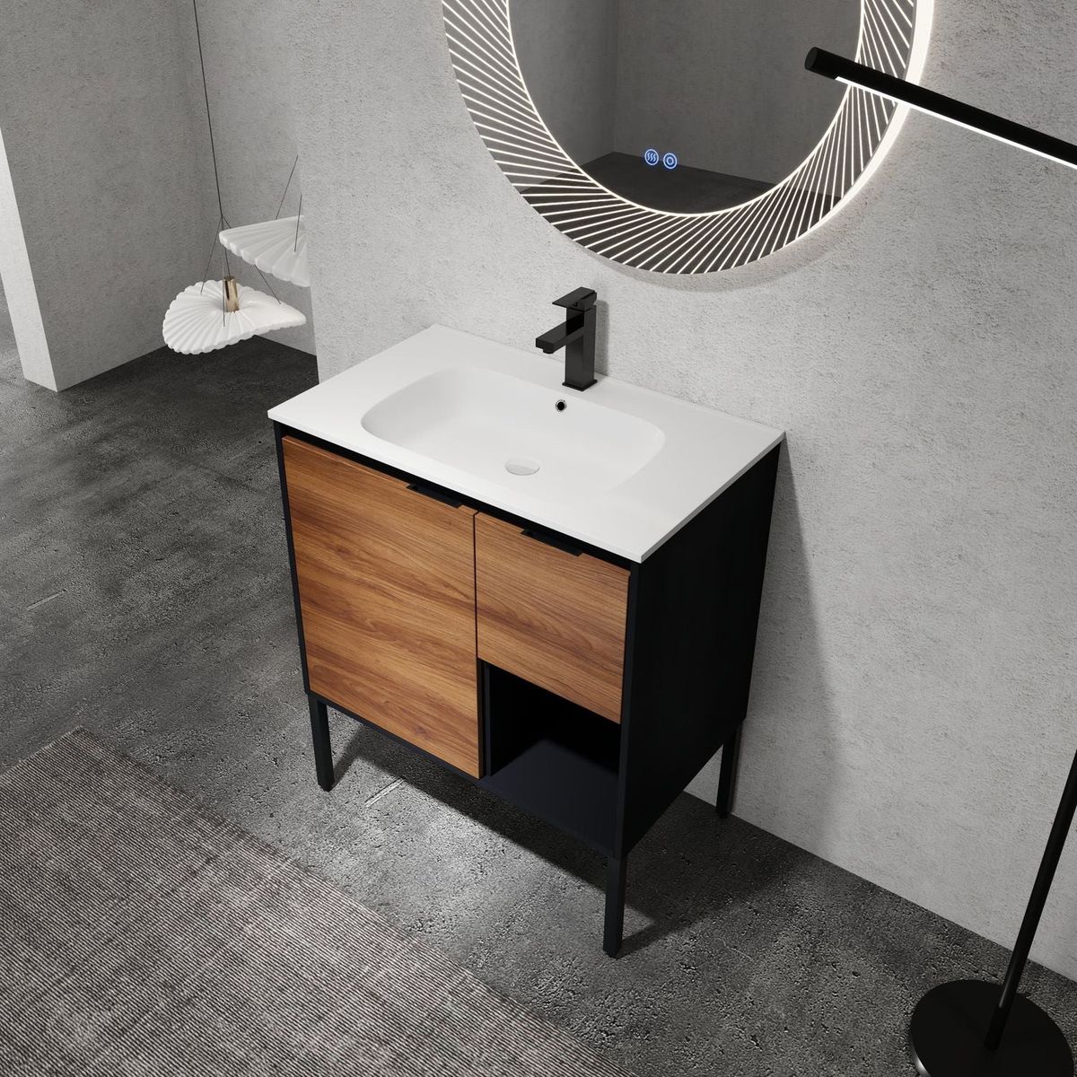 30 inch Freestanding Bathroom Vanity With Gel Sink, Soft Closing Door and 2/3 Soft Closing Drawers