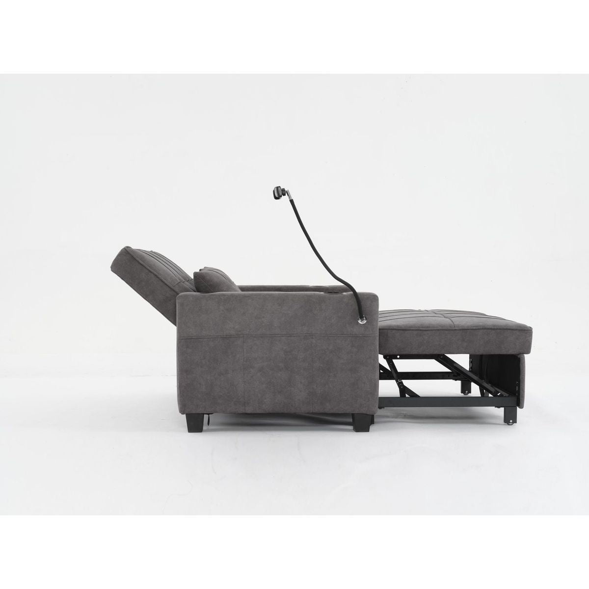 Futon Chair Bed Convertible Chair 3-in-1 Pull Out Sleeper Chair Beds with USB Ports,Wear-resistant and Anti-scratch, Armchair Bed Sleeper for Living Room (Dark Grey Tech cloth)