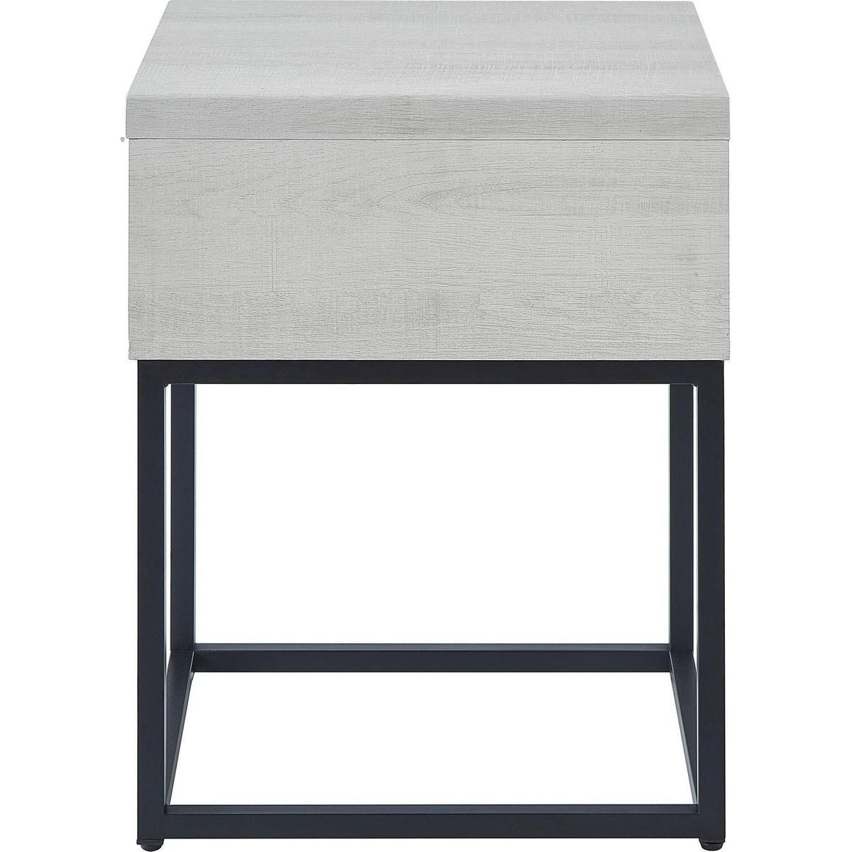Celestial Contemporary Storage End table, White