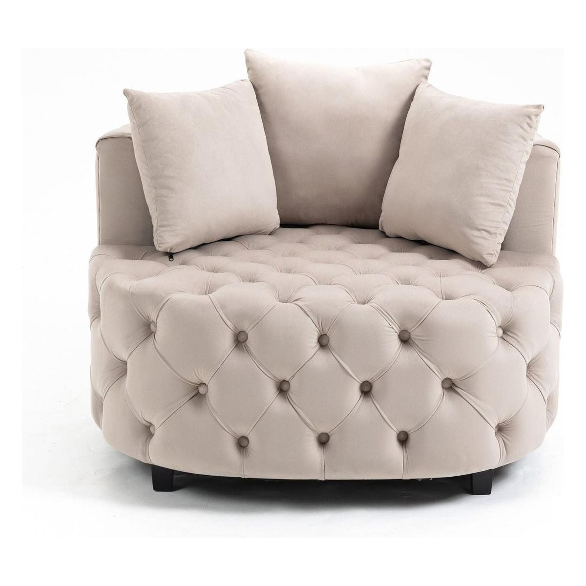 Accent Chair / Classical Barrel Chair for living room / Modern Leisure Sofa Chair (Khaki)