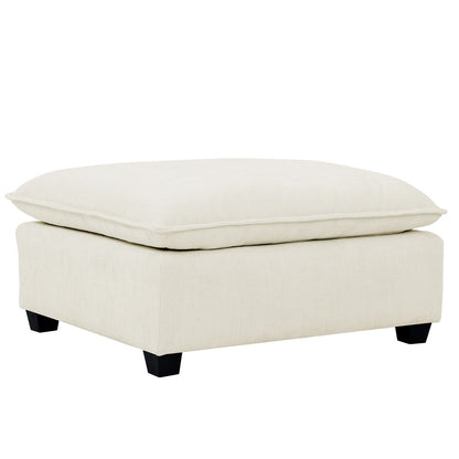 Contemporary Vertical Channel linen fabric Sectional Sofa Ottoman Modern Upholstered Corner ottoman