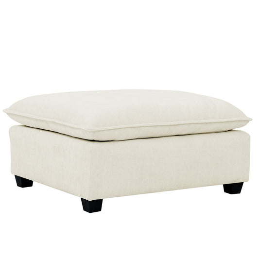 Contemporary Vertical Channel linen fabric Sectional Sofa Ottoman Modern Upholstered Corner ottoman