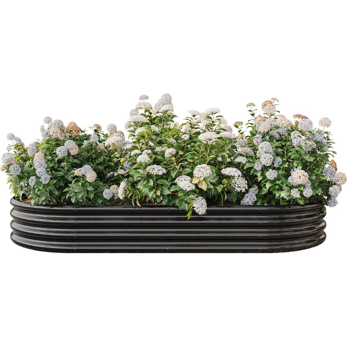 Raised Garden Bed Outdoor, Oval Large Metal Raised Planter Bed for for Plants, Vegetables, and Flowers - Black