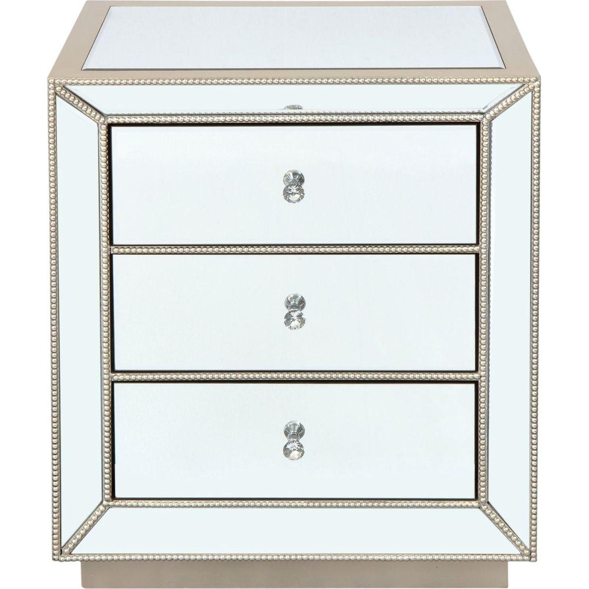 W 22"X D 16 ' X 26.8" Flash silver mirror three drawer cabinet