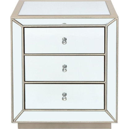 W 22"X D 16 ' X 26.8" Flash silver mirror three drawer cabinet