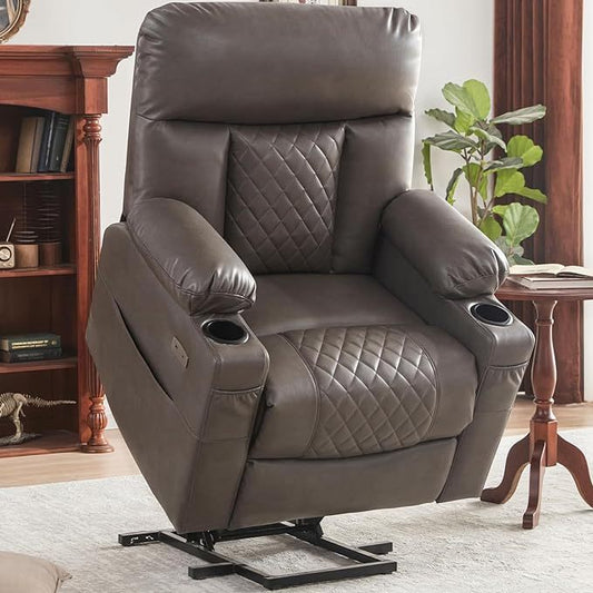 Lift Chairs Recliner for Elderly Heat and Massage Chair Recliner Electric Power Recliner with Cup holder Extended Footrest USB & Type C Ports