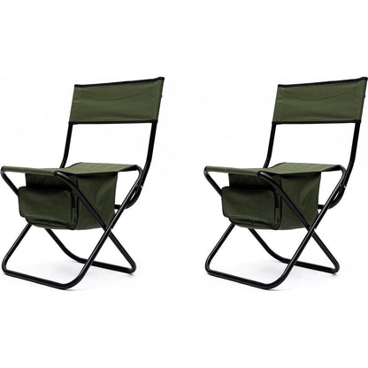 2-piece Folding Outdoor Chair with Storage Bag, Portable Chair for indoor, Outdoor Camping, Picnics and Fishing,Green