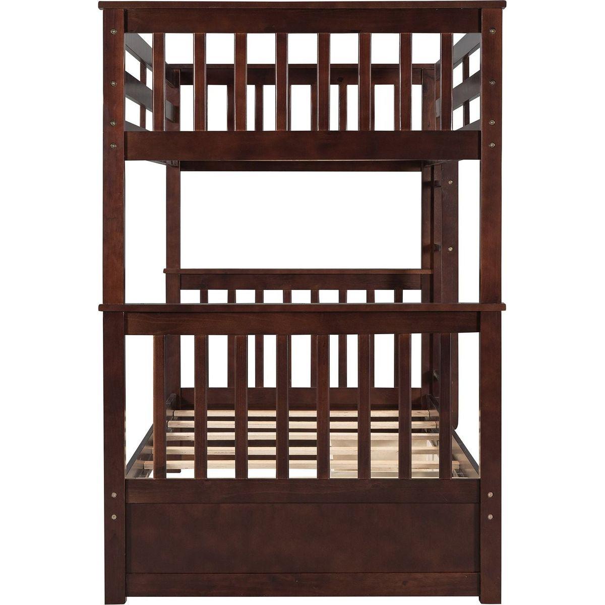 Twin-Over-Twin Bunk Bed with Ladders and Two Storage Drawers (Espresso)
