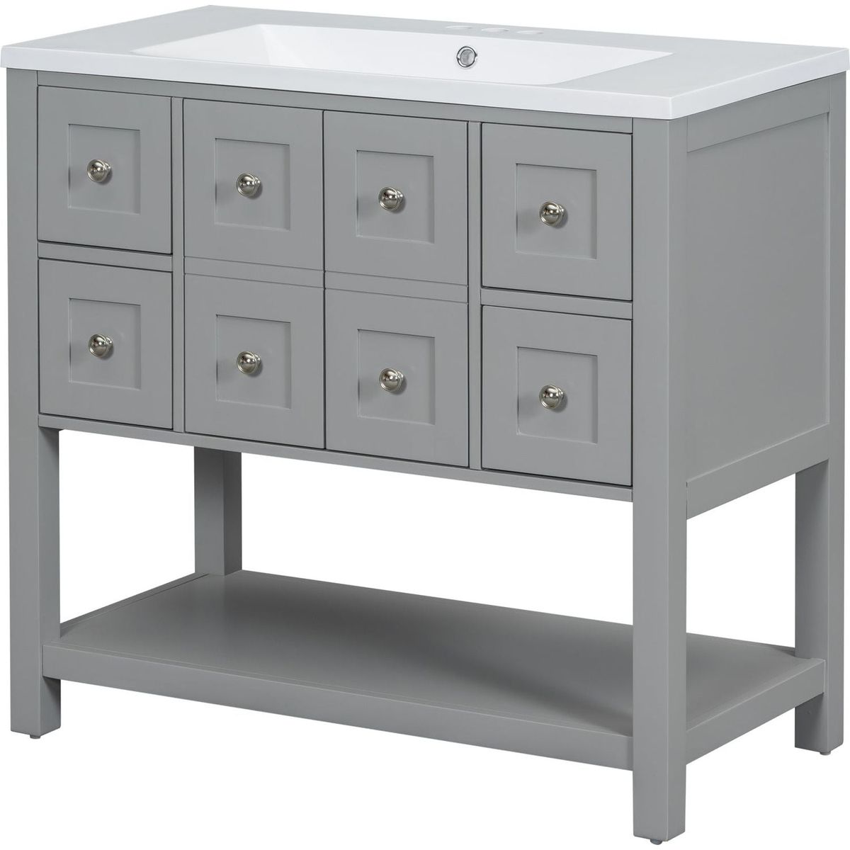 36" Bathroom Vanity with Undermount Sink,Free Standing Vanity Set with 4 Drawers& Soft Closing Doors,Solid Wood Frame Bathroom Storage Cabinet