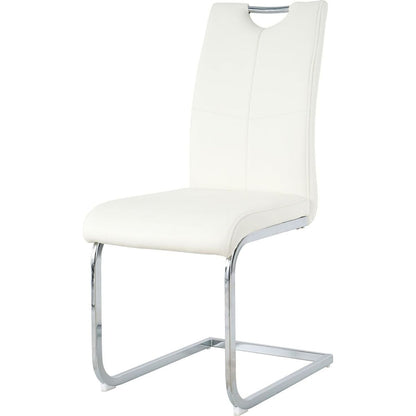 Modern Dining Chairs with Faux Leather Padded Seat Dining Living Room Chairs Upholstered Chair with Chrome Metal Legs Design for Kitchen, Living, Bedroom, Dining Room Side Chairs Set of 2