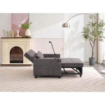 Futon Chair Bed Convertible Chair 3-in-1 Pull Out Sleeper Chair Beds with USB Ports,Wear-resistant and Anti-scratch, Armchair Bed Sleeper for Living Room (Dark Grey Tech cloth)