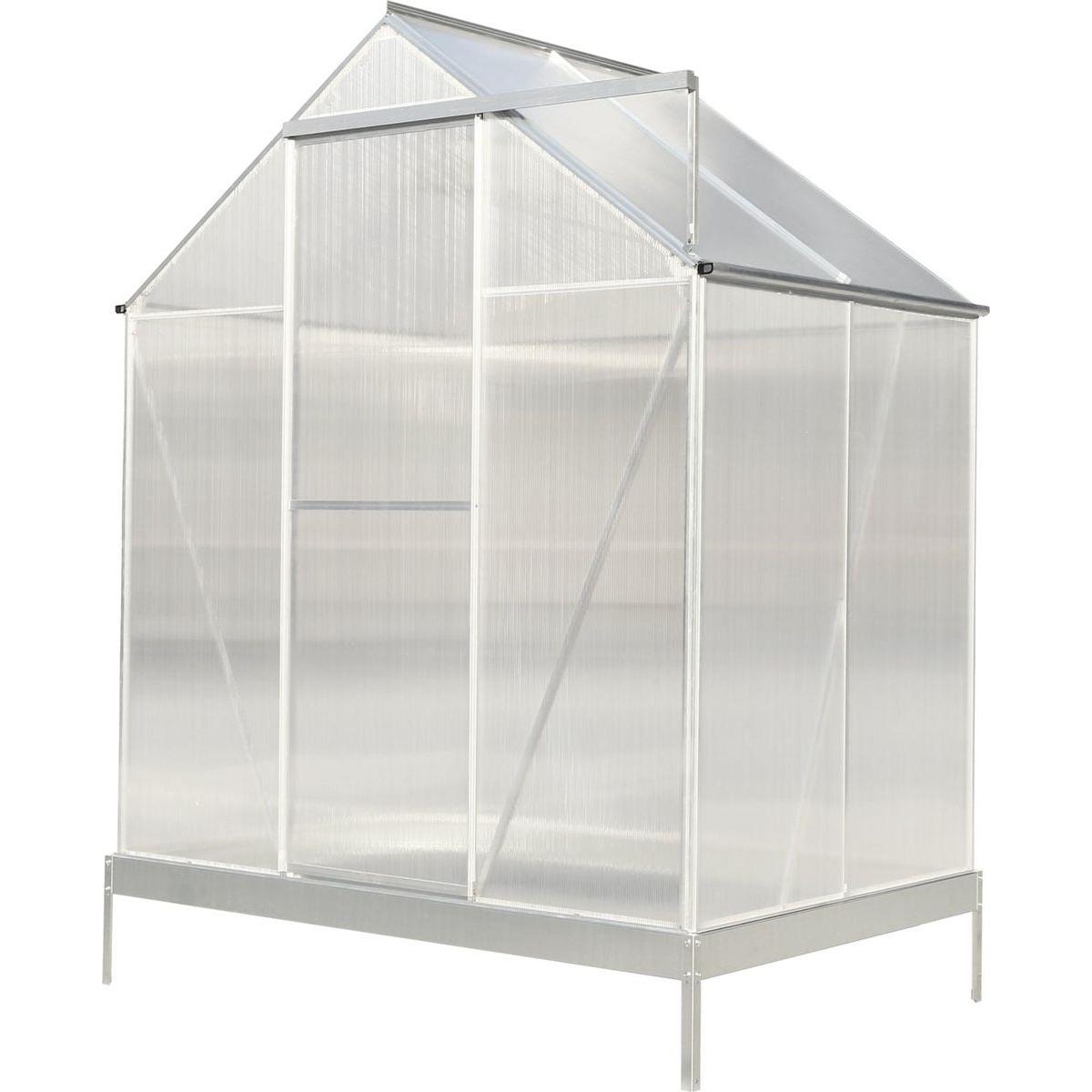 6.3'x4.2'x7' Polycarbonate Greenhouse, Heavy Duty Outdoor Aluminum Walk-in Green House Kit with Rain Gutter, Vent and Door for Backyard Garden, color aluminium