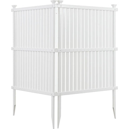 Privacy Screen Panels Kit Air Conditioner Trash Can Enclosure Vinyl white color