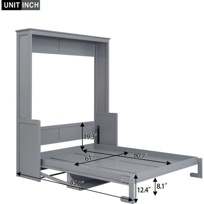 Queen Size Murphy Bed with a Shelf, Gray