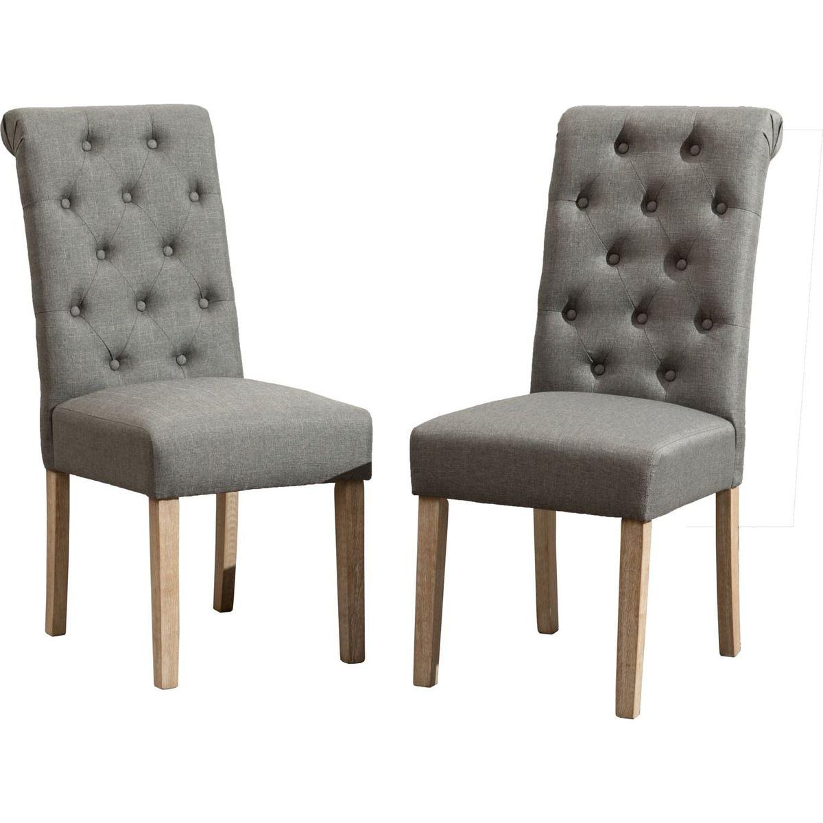 Amonia 7-piece Dining Set, Turned-Leg Dining Table with 6 Tufted Chairs