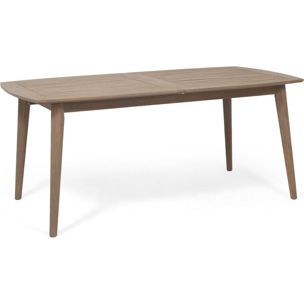 Outdoor Acacia Wood Expandable Dining Table, Gray
