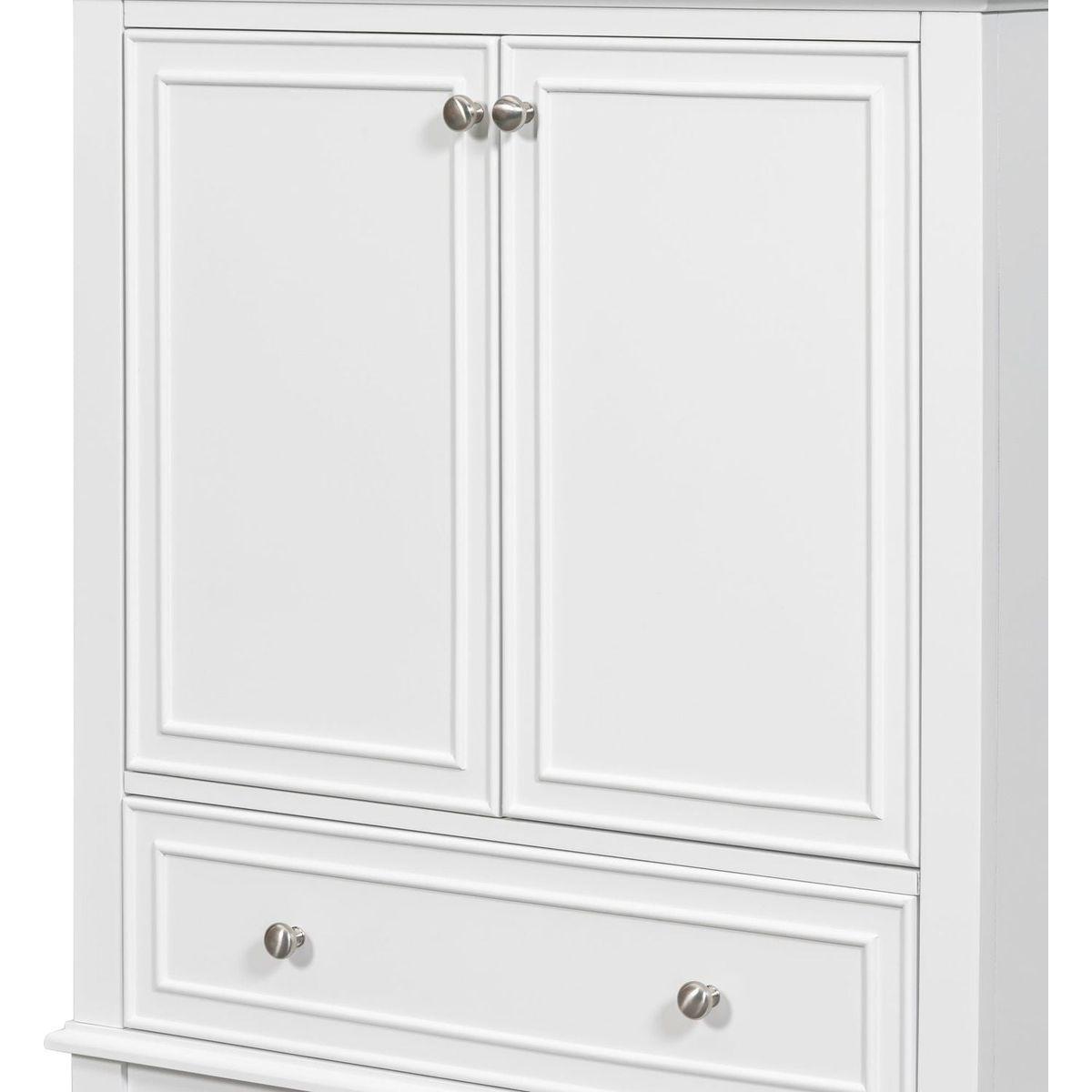 30" Bathroom Vanity without Sink, Base Only, Multi-functional Bathroom Cabinet with Doors and Drawer, Solid Frame and MDF Board, White