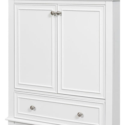 30" Bathroom Vanity without Sink, Base Only, Multi-functional Bathroom Cabinet with Doors and Drawer, Solid Frame and MDF Board, White