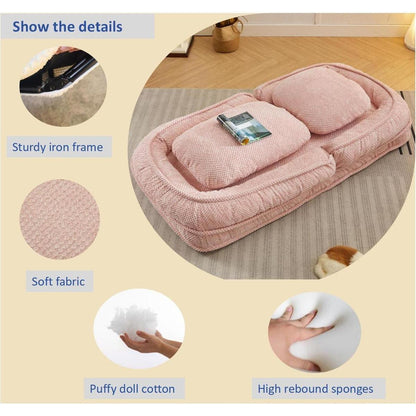 Human Dog Bed, Lazy Sofa Couch, 5 Adjustable Position,sit,sleep,fold,suit to put in bedroom, living room, Space Saving Design, Pink