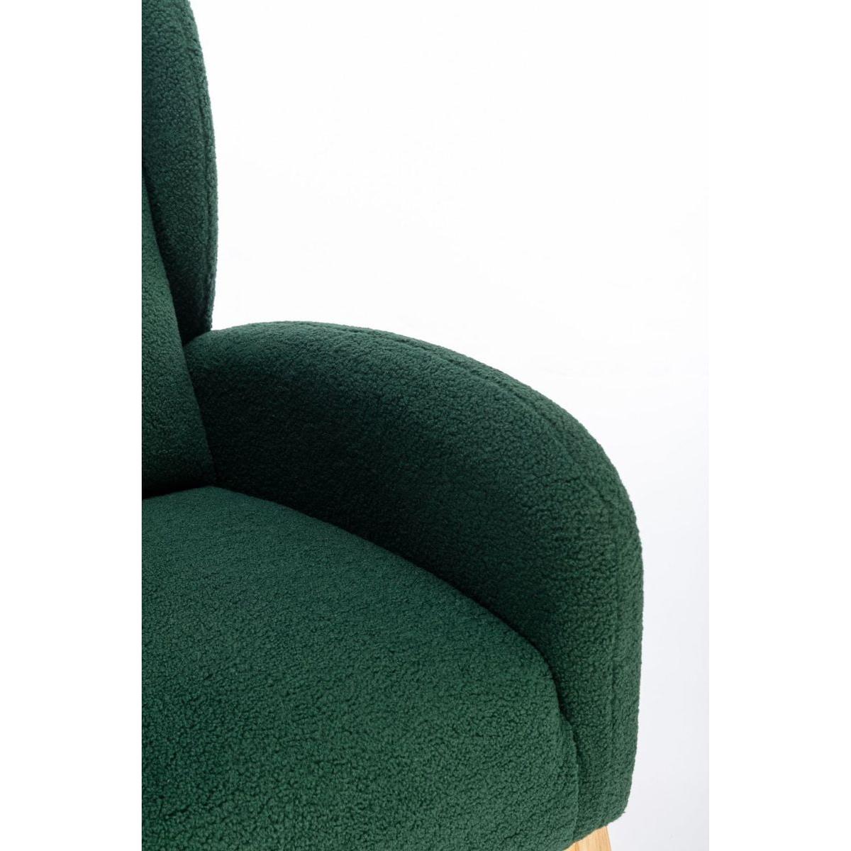 Teddy Fabric Rocking Chair With Packet Wood Legs,Green