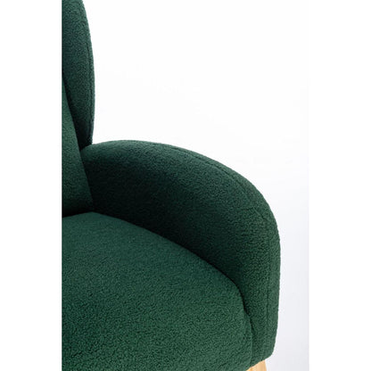 Teddy Fabric Rocking Chair With Packet Wood Legs,Green