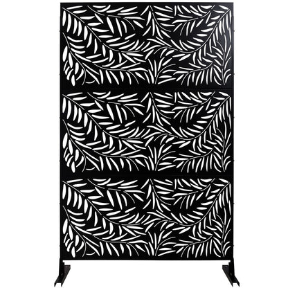 Outdoor & Indoor Privacy Screen Metal Privacy Screen 76' H×48' W, Freestanding Decorative Privacy Screen for Deck Balcony Patio, Privacy Fence Panels for Outside Lawn Garden PS119 BLACK