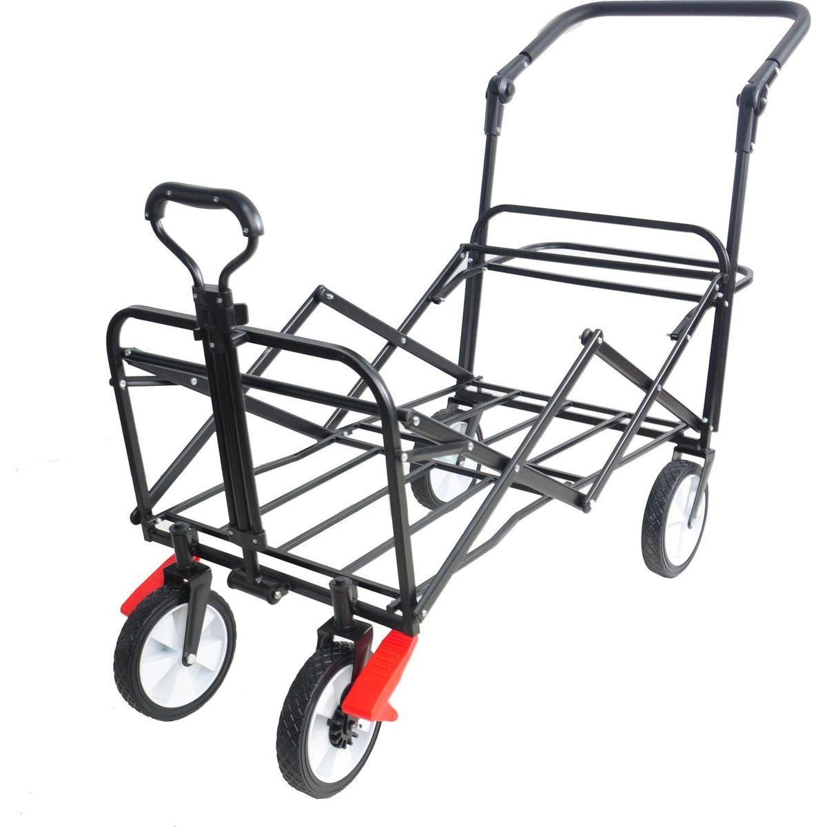 folding wagon Collapsible Outdoor Utility Wagon, Heavy Duty Folding Garden Portable Hand Cart, Drink Holder, Adjustable Handles