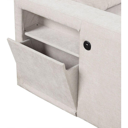 L-shaped Padded Modular Sofa with Storage Space, USB Ports, and Cup Holders on the Armrests, Suitable for Living Rooms, Offices, and Apartments.