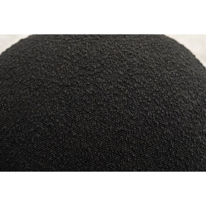 Soft Boucle Round Ottoman Footrest Stool,Black