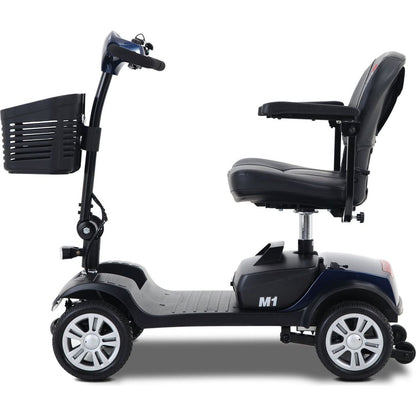 Four wheels Compact Travel Mobility Scooter with 300W Motor for Adult-300lbs, BLUE