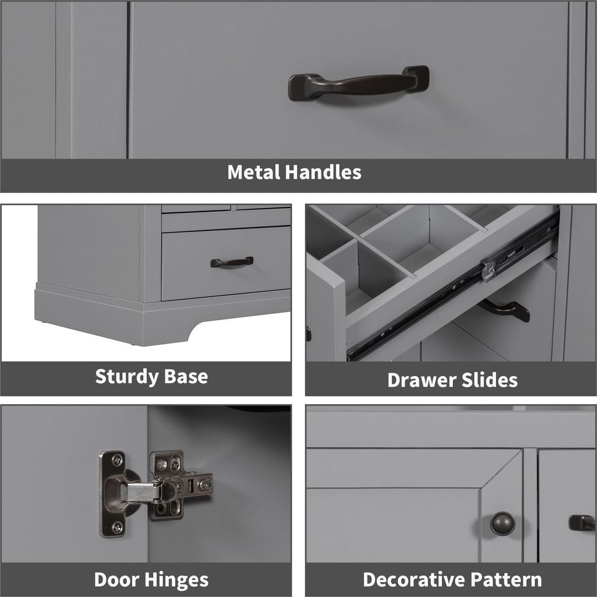 36" Bathroom Vanity with Sink Combo, Six Drawers, Multi-Functional Drawer Divider, Adjustable Shelf, Grey