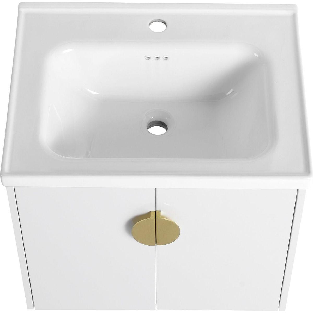 24 Inch Soft Close Doors Bathroom Vanity With Sink, For Small Bathroom (KD-Packing)