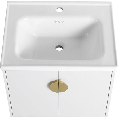 24 Inch Soft Close Doors Bathroom Vanity With Sink, For Small Bathroom (KD-Packing)