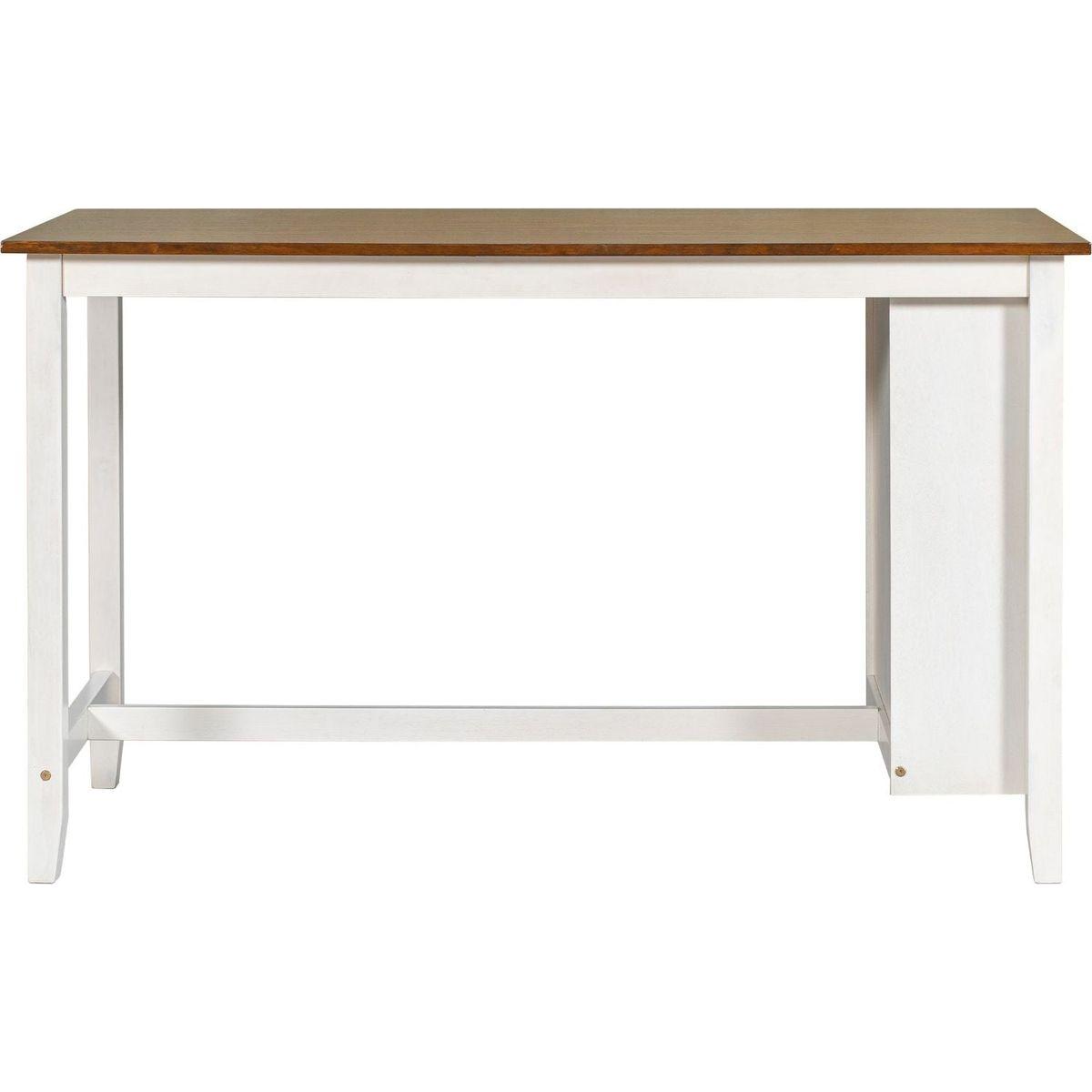 5 Pieces Counter Height Rustic Farmhouse Dining Room Wooden Bar Table Set with 4 Chairs, White