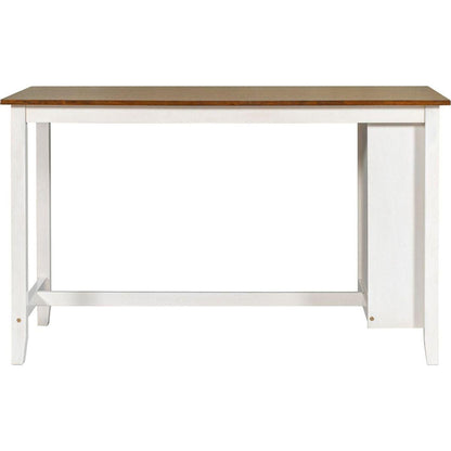5 Pieces Counter Height Rustic Farmhouse Dining Room Wooden Bar Table Set with 4 Chairs, White