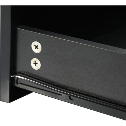 Multi-functional Square 360Rotating Coffee Table with 2 Drawers, High Gloss 2-Tier Center Table with Swivel Tabletop and Storage, Walnut Table Frame Side Table for Living Room, Black