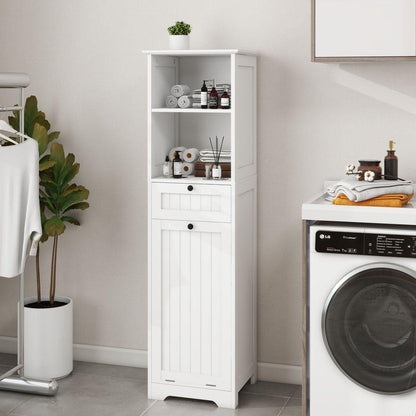 One-Compartment One-Drawer Tilt-Out Laundry Sorter Cabinet - White