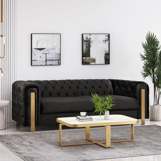 Comfy 3-seat Sofa with Tufted Back and Arm, Modern for Living Room