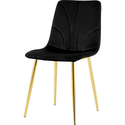 Modern simple light luxury dining black chair home bedroom stool back dressing chair student desk chair gold metal legs(set of 4)