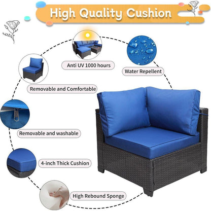 Outdoor Garden Patio Furniture 7-Piece PE Rattan Wicker Cushioned Sofa Sets and Coffee Table, patio furniture set;outdoor couch;outdoor couch patio furniture;outdoor sofa;patio couch