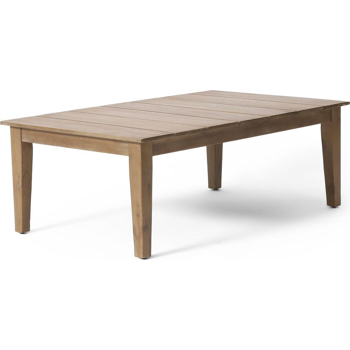 Acacia Wood Outdoor Coffee Table, Light Brown, 14" H X 23.5" W X 39.5" L