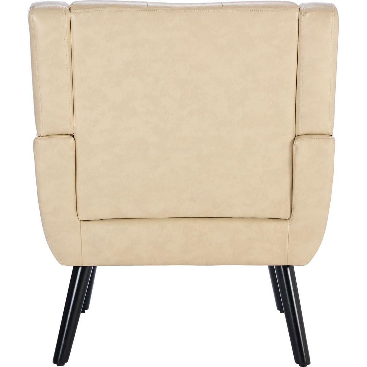 Modern Soft Leather Material Ergonomics Accent Chair Living Room Chair Bedroom Chair Home Chair With Black Legs For Indoor Home-Khaki PU