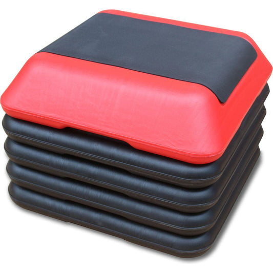 Height-Adjustable Step Aerobics Platform Fitness Equipment Stepper Trainer Exercise Step Platform with 4 Riser Red