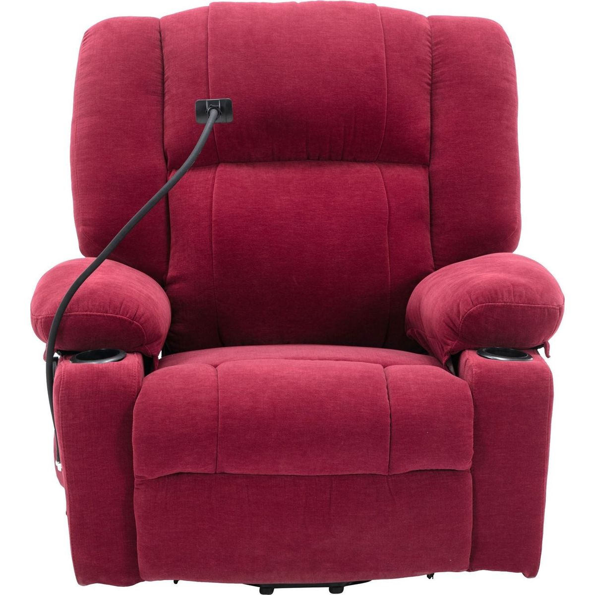 Power Lift Recliner Chair Electric Recliner for Elderly Recliner Chair with Massage and Heating Functions, Remote, Phone Holder Side Pockets and Cup Holders for Living Room, Red