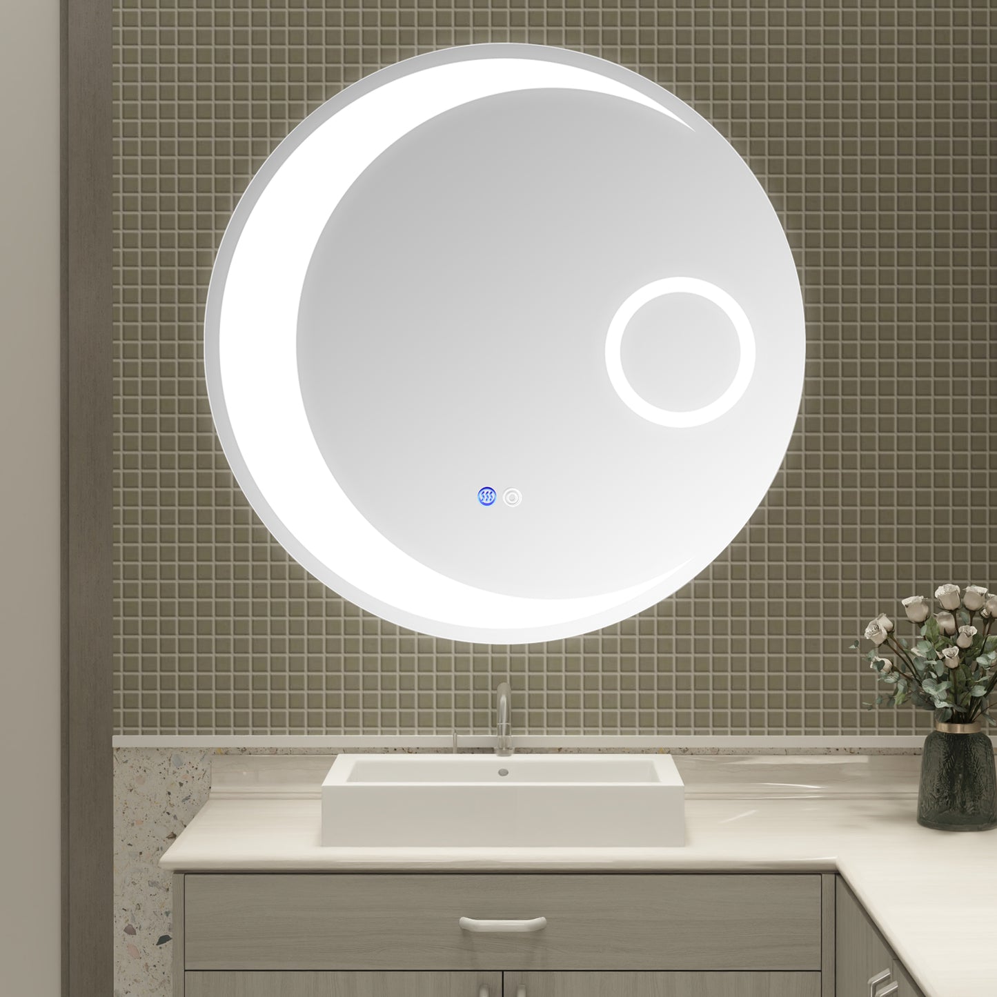 24 Inch Switch-Held Memory LED Mirror, Wall-Mounted Vanity Mirrors, Bathroom Anti-Fog Mirror, Dimmable Bathroom Mirror