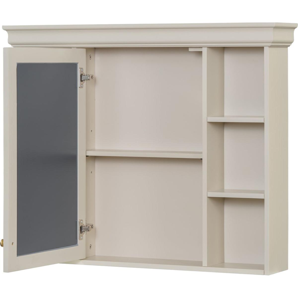 35" x 28" Blue Wall Mounted Bathroom Storage Cabinet with Mirror Door, Modern Bathroom Wall Cabinet with Mirror, Medicine Cabinet with 6 Open Shelves