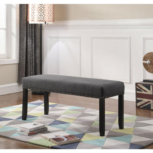 Biony Fabric Dining Bench with Nailhead Trim, Grey