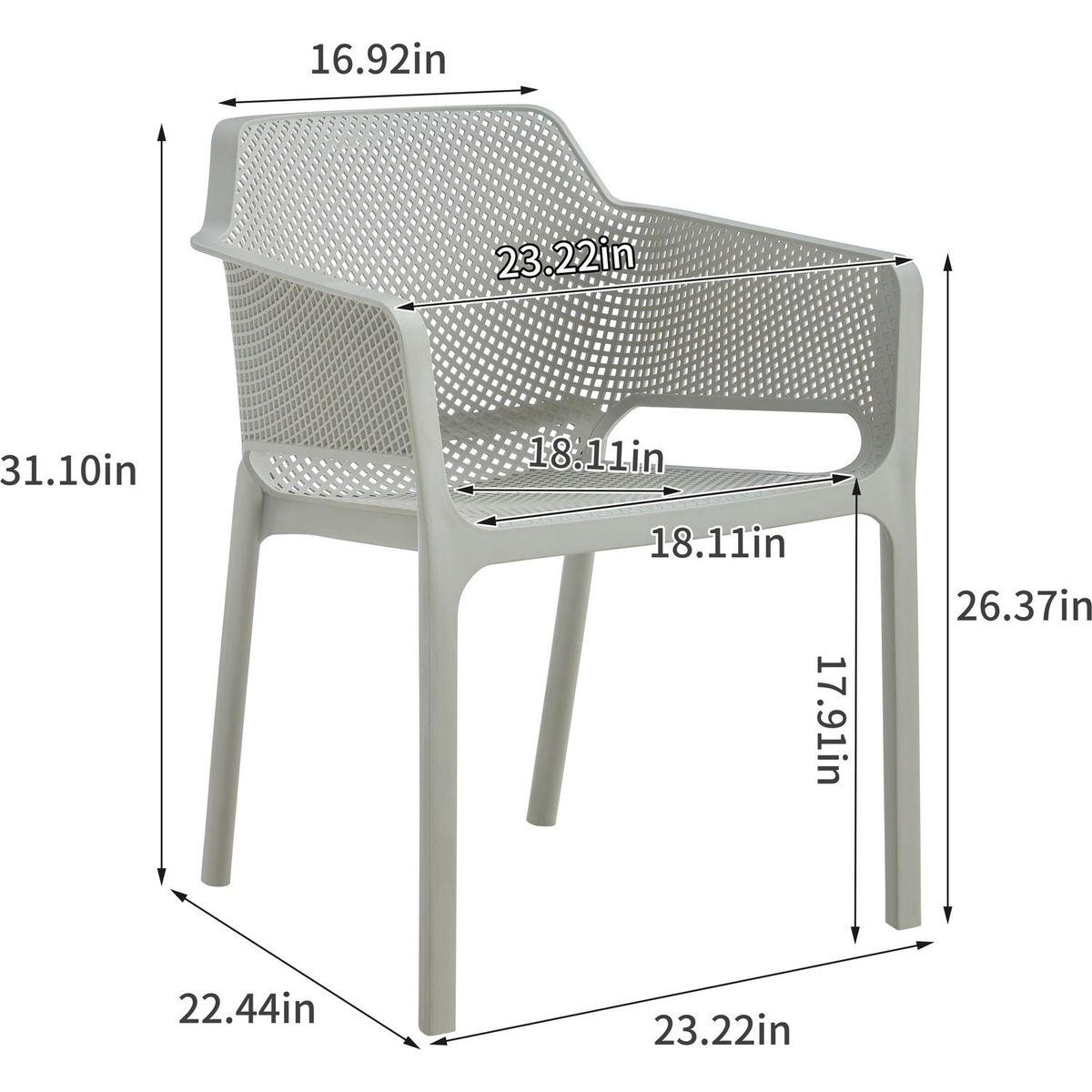 3 piece plastic arm chair Bistro GRS Premium Ocean Plastic, light grey