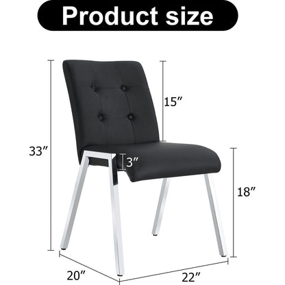 Grid armless high backrest dining chair, electroplated metal legs, black 2-piece set, office chair. Suitable for restaurants, living rooms, kitchens, and offices. XS-0809