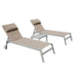 Outdoor Patio Chaise Lounge Set of 3, Aluminum Pool Lounge Chairs with Side Table and Wheels, Textilene Padded Adjustable Recliner All Weather for Poolside, Beach, Yard, Balcony (Khaki)